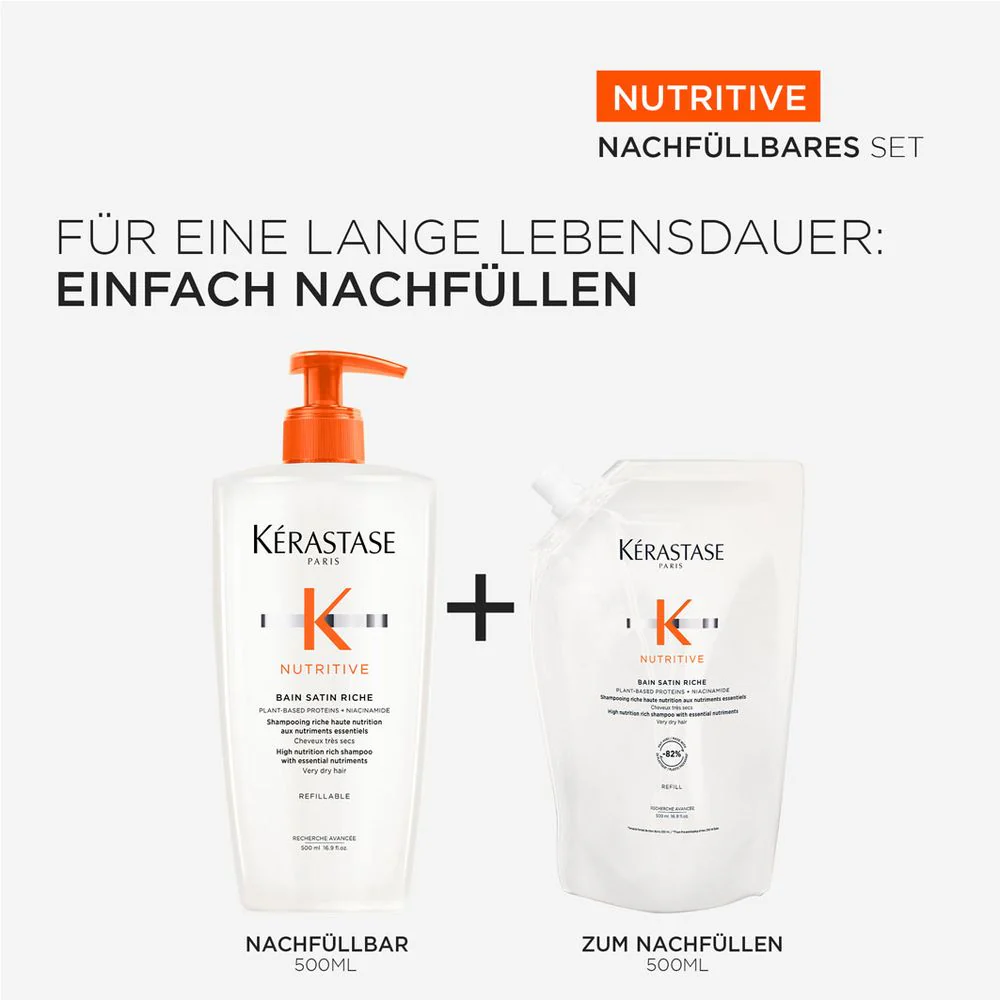 Kérastase Nutritive Bain Satin Riche Refill Bundle - Shampoo 500 ml + Nachfüllpack 500 ml - Image 2